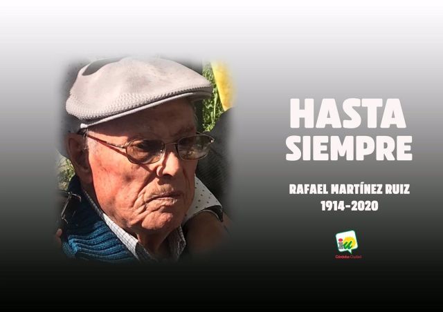 Imagen con la que IU rinde homenaje al histrico militante del PCE fallecido, Rafael Martnez Ruiz