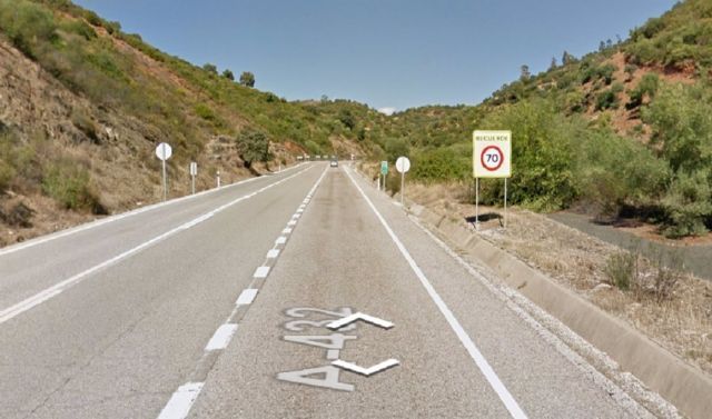 Punto de la carretera A-432 donde tuvo lugar el accidente de trfico en El Pedroso (Sevilla)