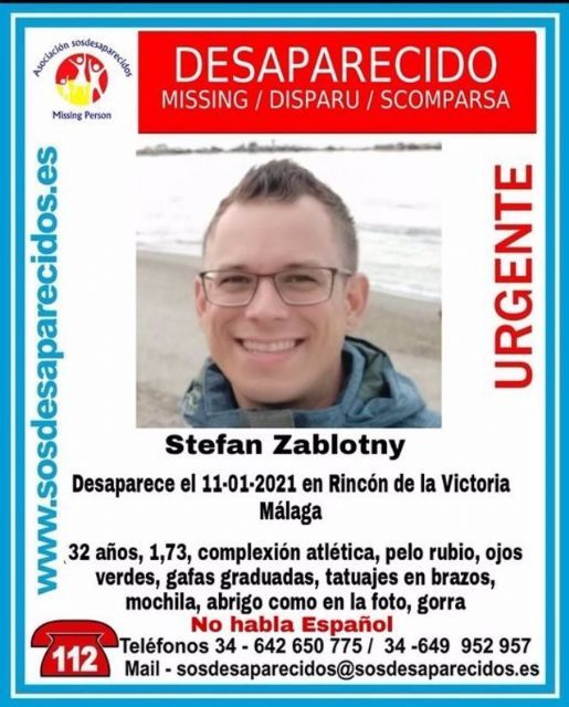 Cartel alertando de la desaparicin de Stefan Zablotny