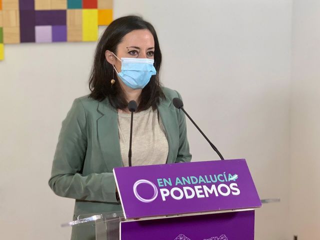 La secretaria poltica de <strong>Podemos</strong> <strong>Andaluca</strong> y diputada en el Congreso, Isabel Franco, en rueda de prensa