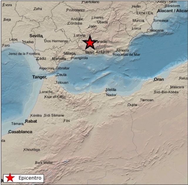 Localizacin del sesmo de magnitud 3.1 con epicentro en Santa Fe (Granada) registrado este martes