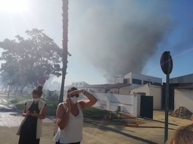 Imagen de la humareda generada por el incendio a la entrada de Almonte