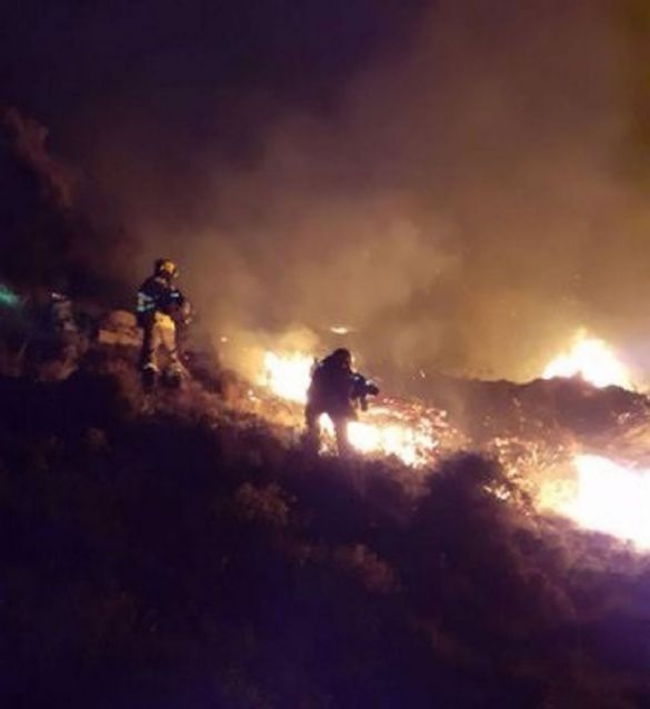 Incendio forestal declarado de madrugada en el paraje Cruz de Vznar (Granada)