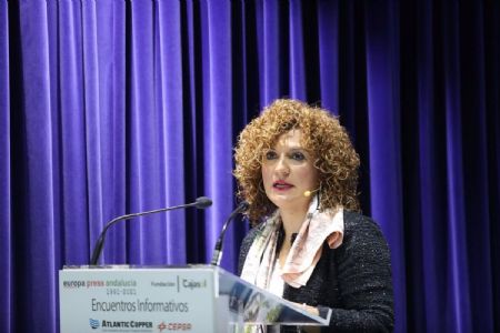 La presidenta de la Diputacin Provincial de Huelva, Mara Eugenia Limn, durante su intervencin en el Encuentro Informativo de Europa Press Andaluca