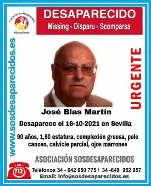 Cartel alertando de la desaparicin de Jos Blas Martn
