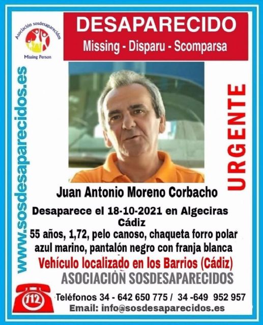 Cartel alertando de la desaparicin de Juan Antonio Moreno Corbacho