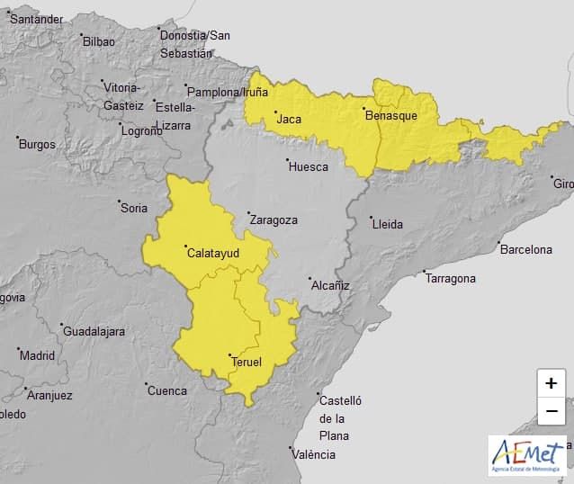 Aviso amarillo por temperaturas mnimas en varias zonas de Aragn