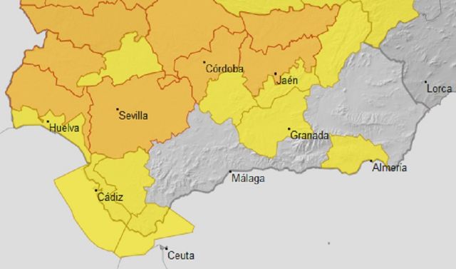 Mapa de AEMET con los avisos naranjas y amarillos previstos para maana da 12 de julio