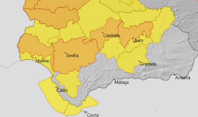 Mapa de AEMET con los avisos naranjas y amarillos previstos para maana domingo